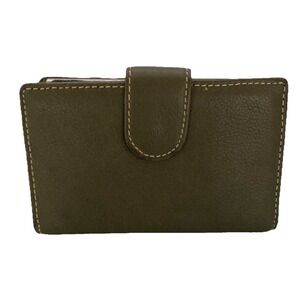 Rio Leather Indexer Wallet Olive Green Versatile Billfold Change ID Credit Cards